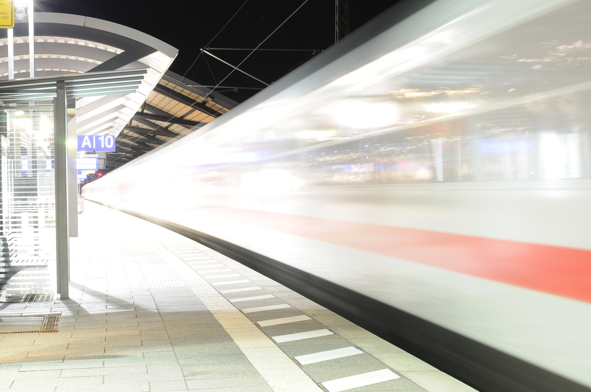 Nikon D300 sample photo. Night train photography