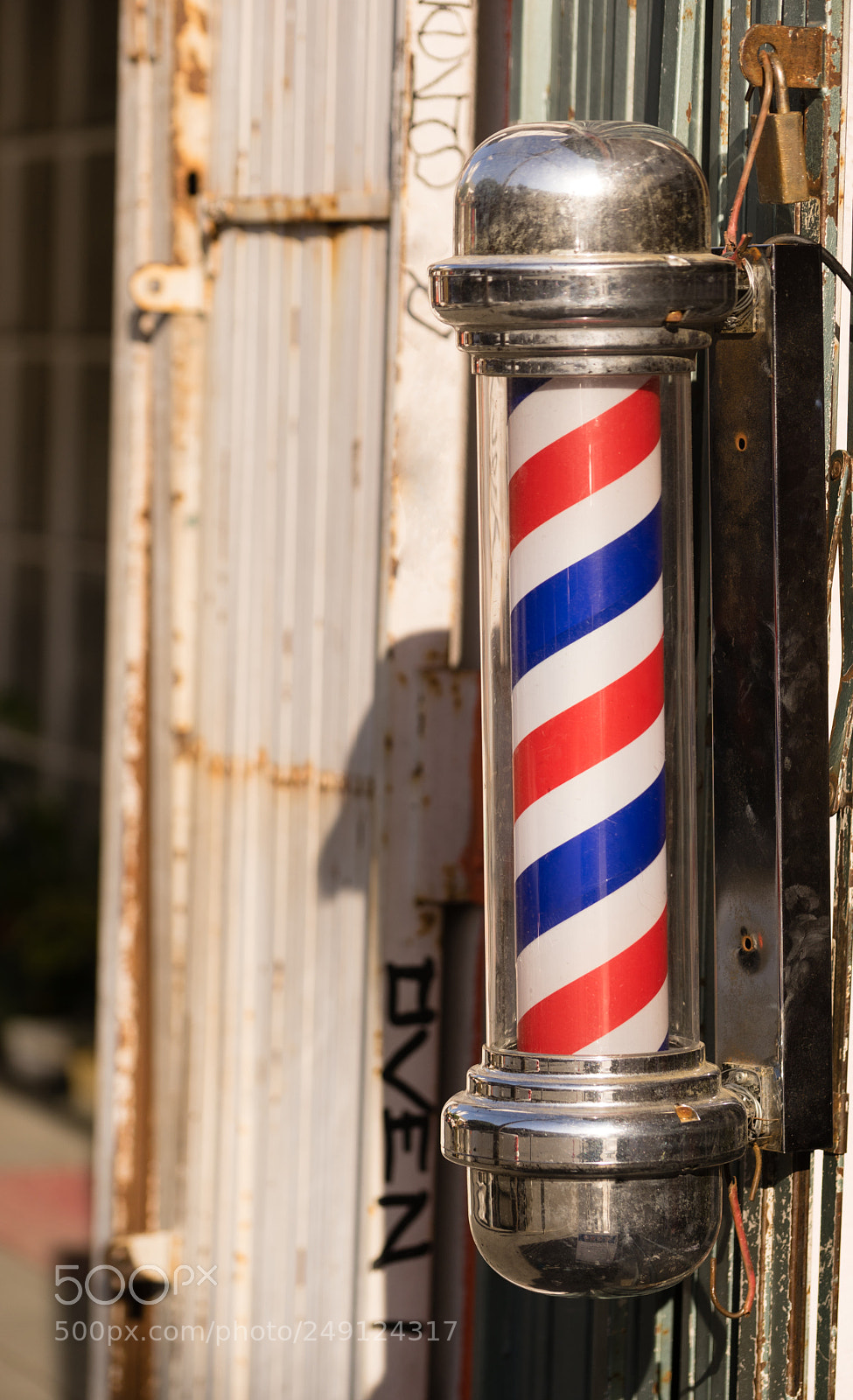Sony a7 sample photo. Barber pole business advertisement photography