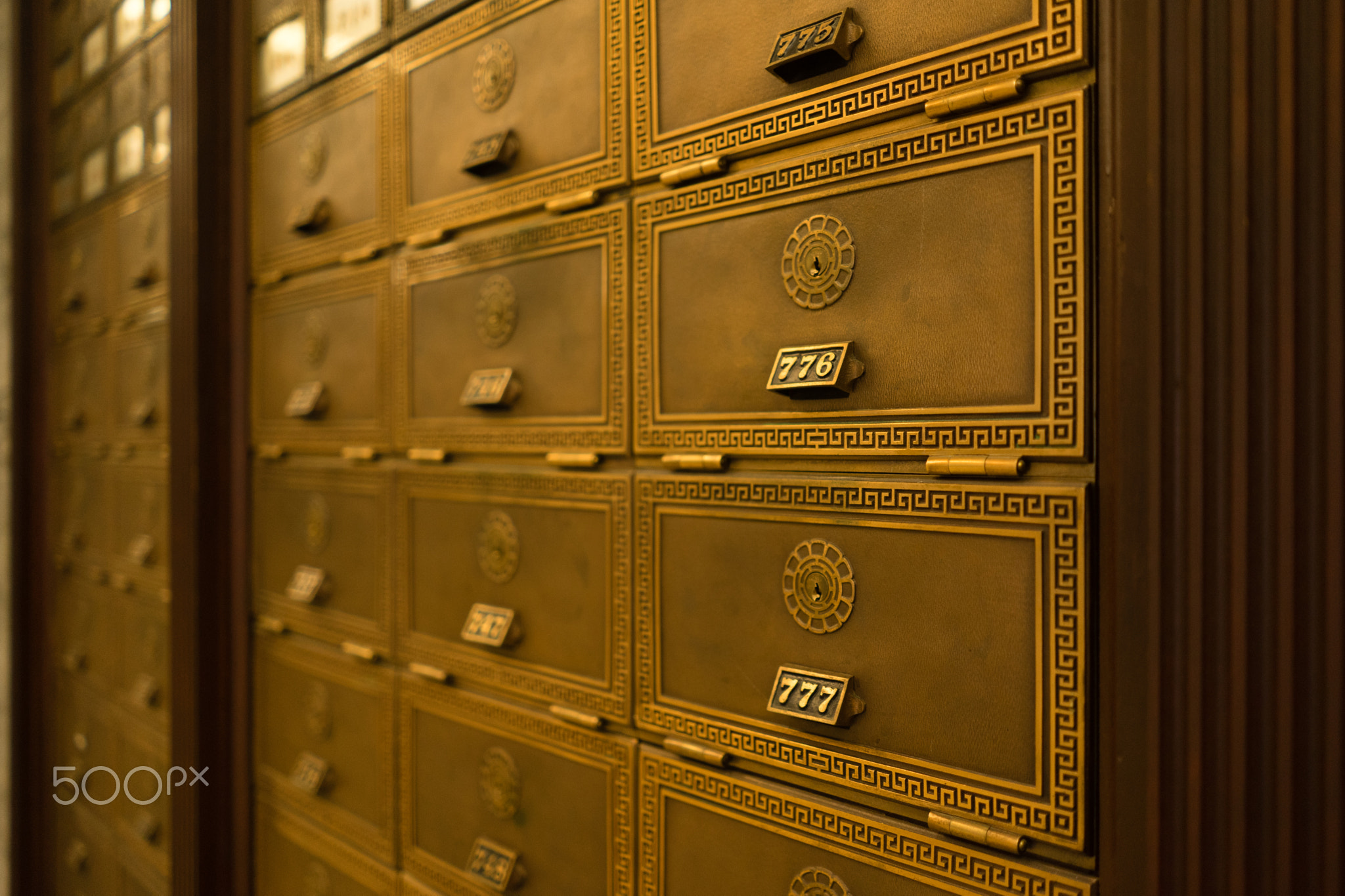 Post Office Box Keyed Mailbox Ornate Apartment Lobby