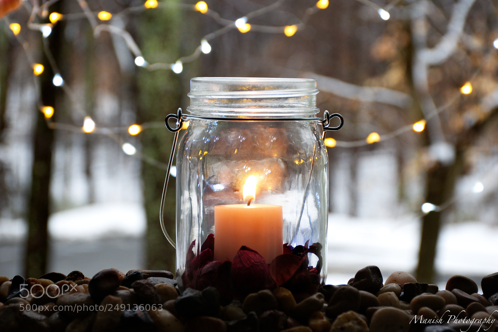 Nikon D5500 sample photo. Candle, snow, lights photography