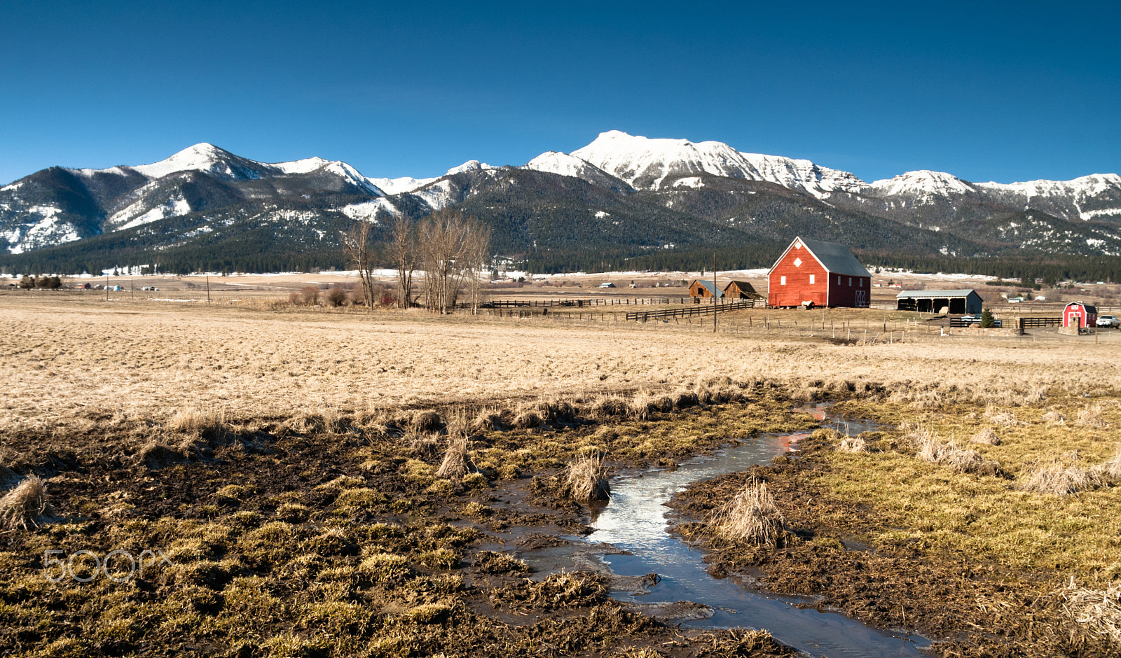 KONICA MINOLTA MAXXUM 7D sample photo. Red barn endures mountain winter wallowa whitman national forest photography