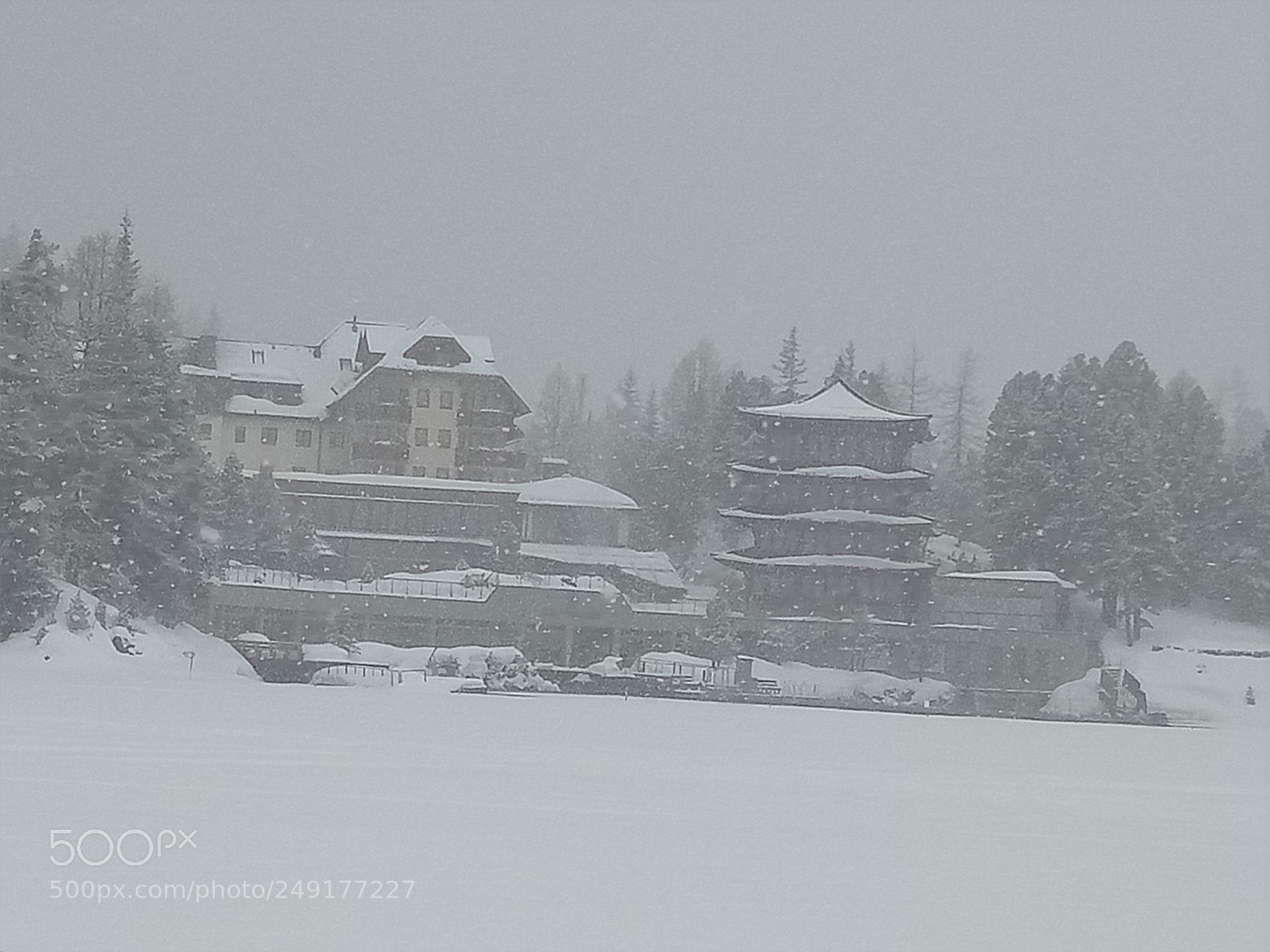 OPPO A1601 sample photo. Hotel in snowfall photography