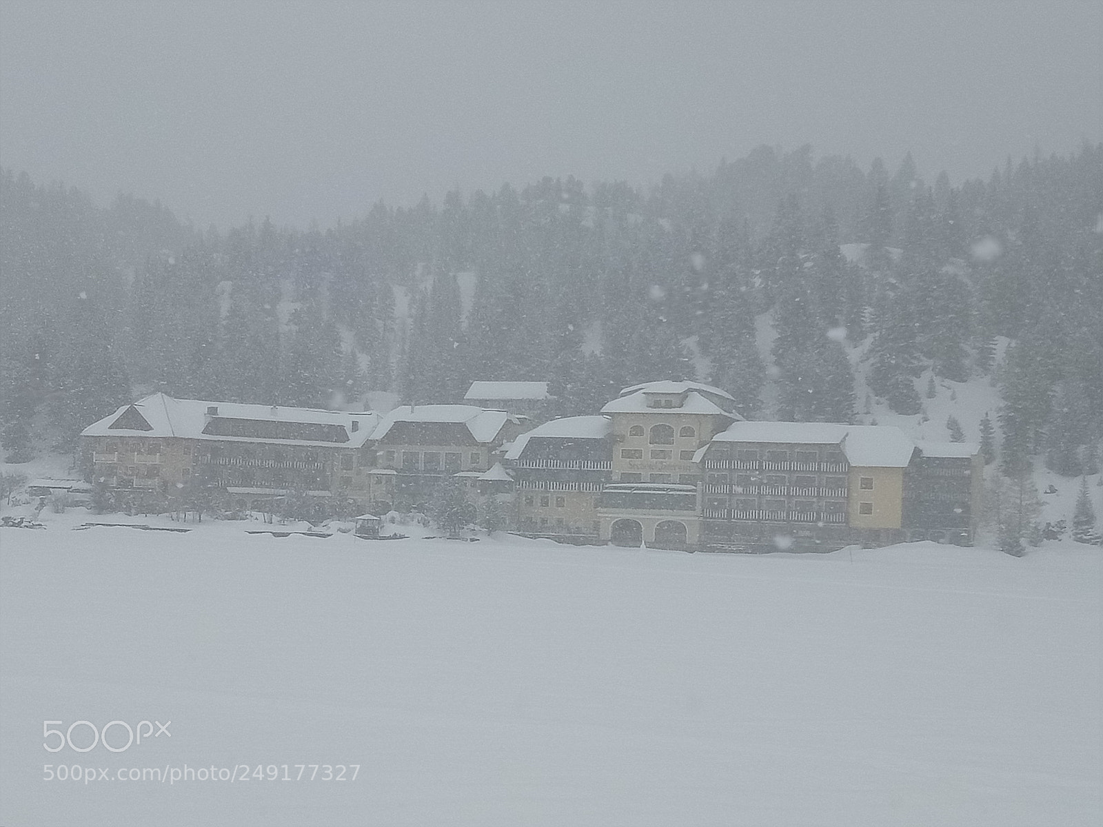 OPPO A1601 sample photo. Hotel in snowfall photography