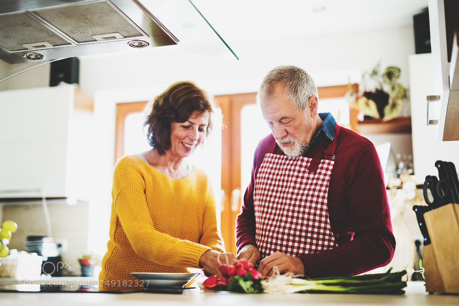 Nikon D5 sample photo. Senior couple preparing food photography