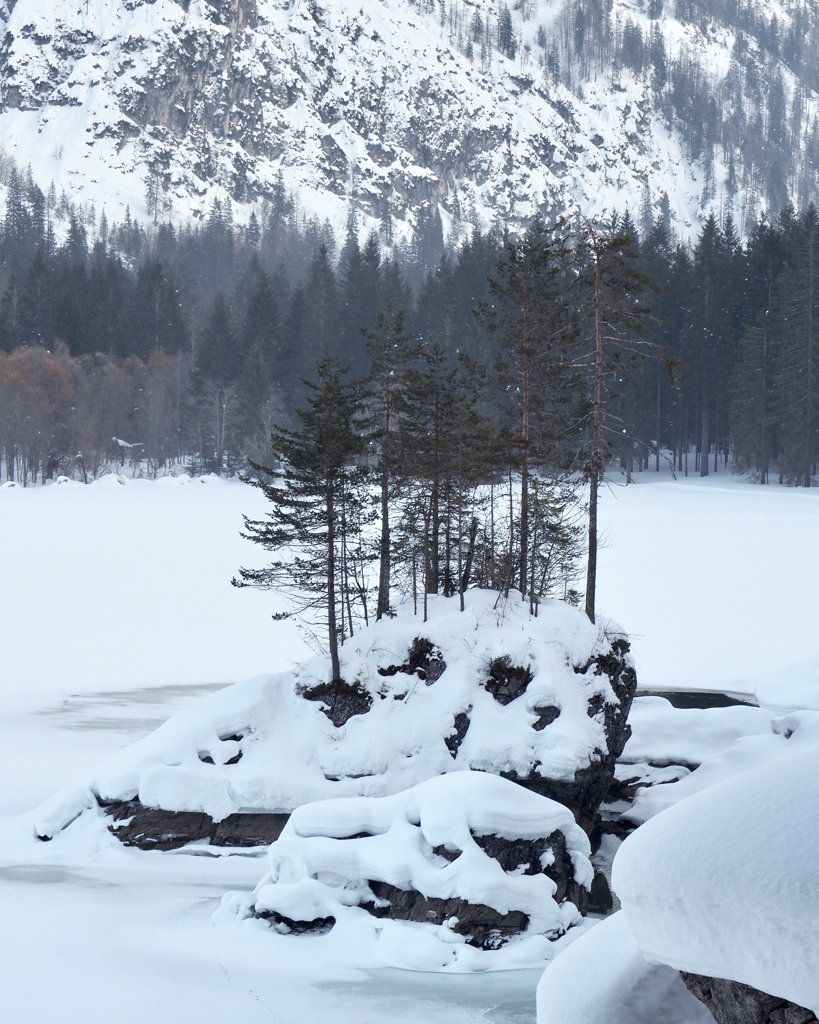 A view of Fusine Lakes in winter, Italy