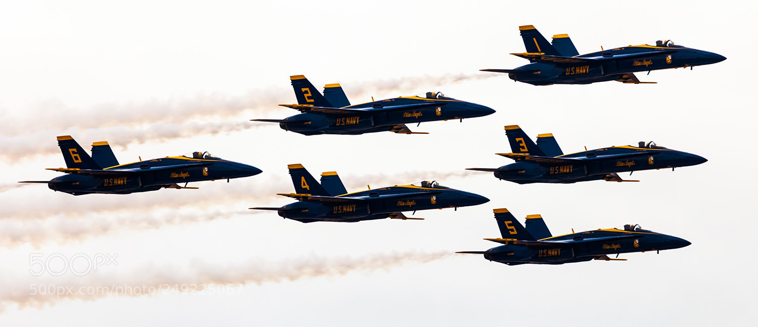 Canon EOS 5D Mark II sample photo. Blue angels delta formation photography