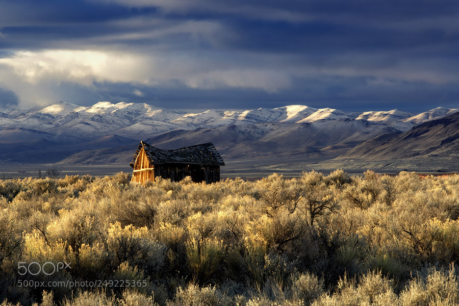 Canon EOS-1Ds Mark II sample photo. Sunrise on abandoned cabin photography