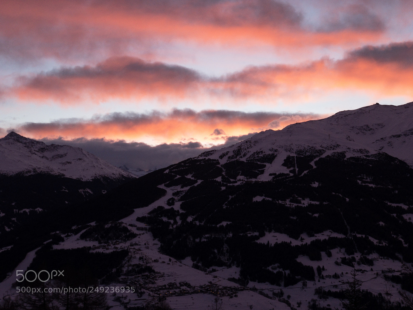 Apple iPhone X sample photo. Sunset over the alps photography
