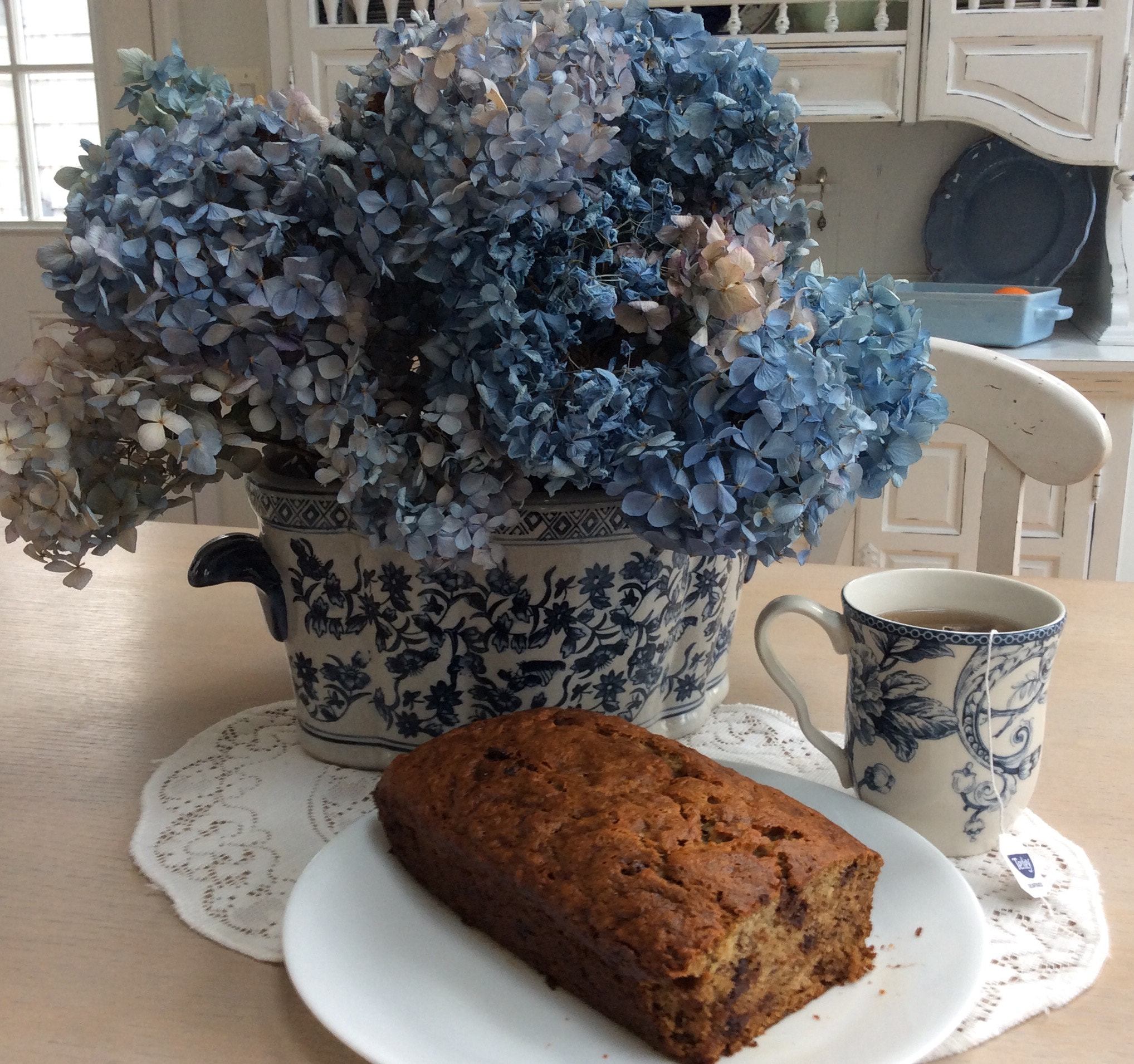 Apple iPad Air sample photo. Tea time with hydrangeas photography