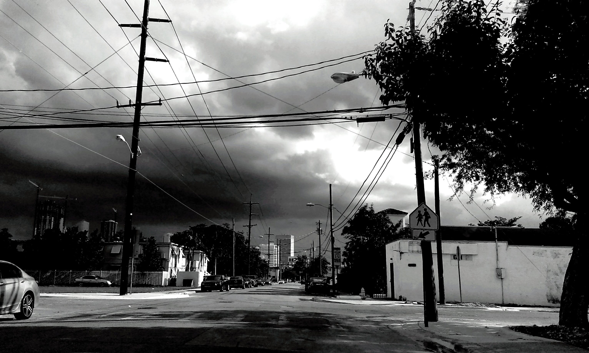 HTC DESRIE D530 sample photo. Rain clouds down urban street photography