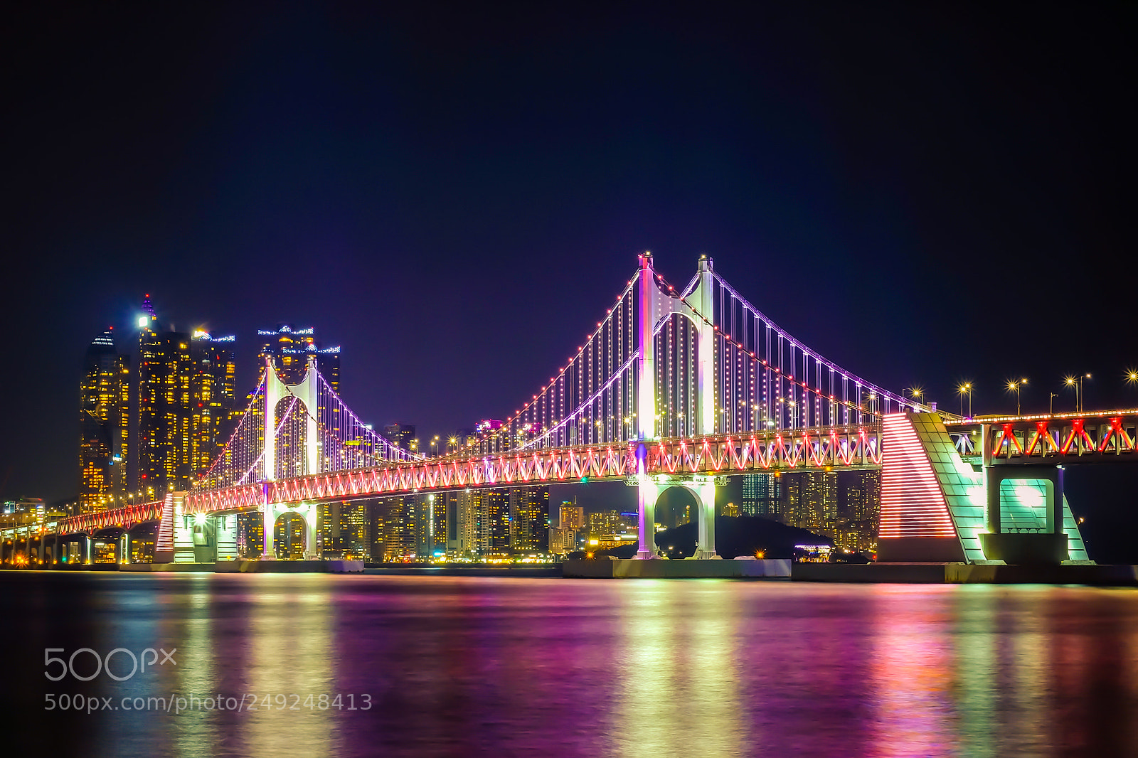 Fujifilm X-T10 sample photo. Gwangan bridge at night photography