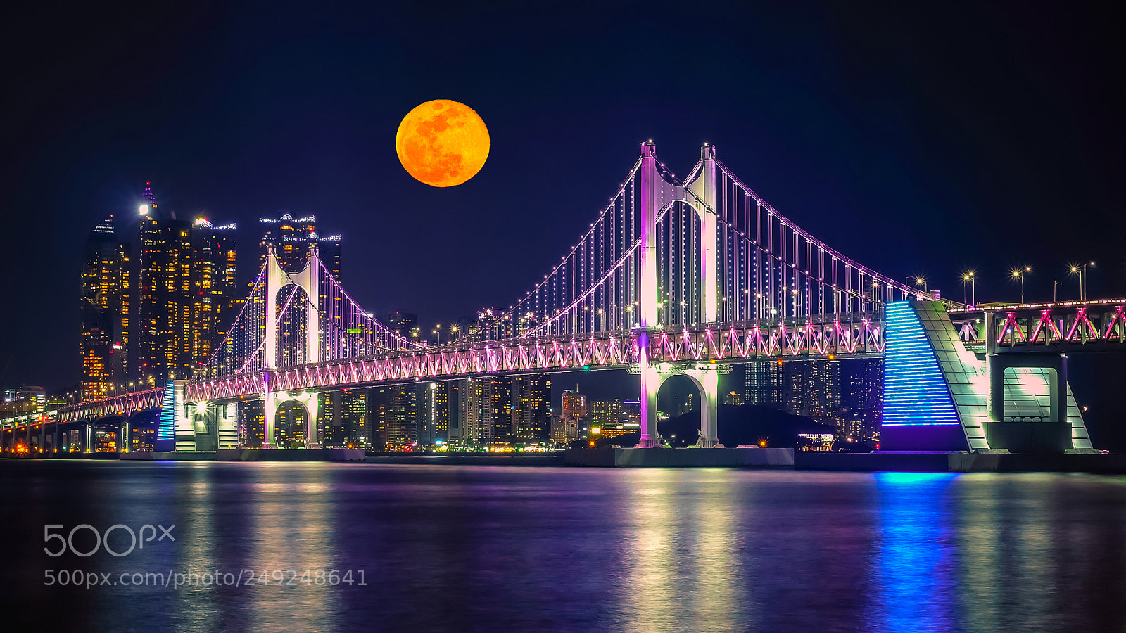 Fujifilm X-T10 sample photo. Gwangan bridge at night photography
