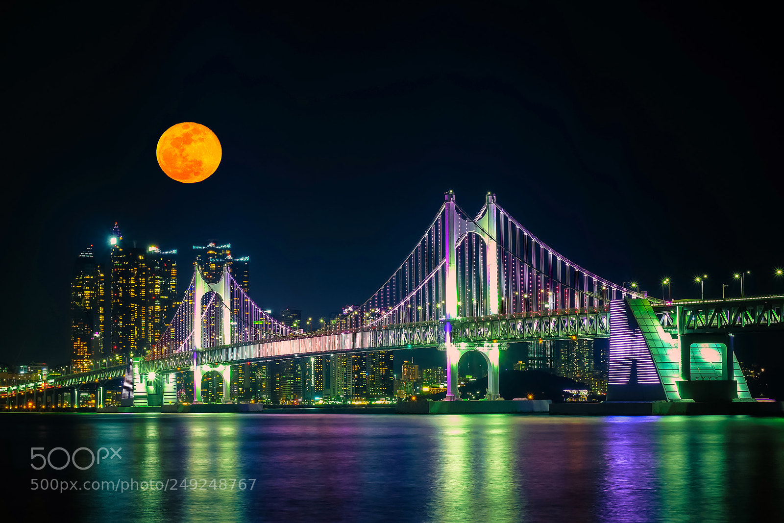 Fujifilm X-T10 sample photo. Gwangan bridge at night photography