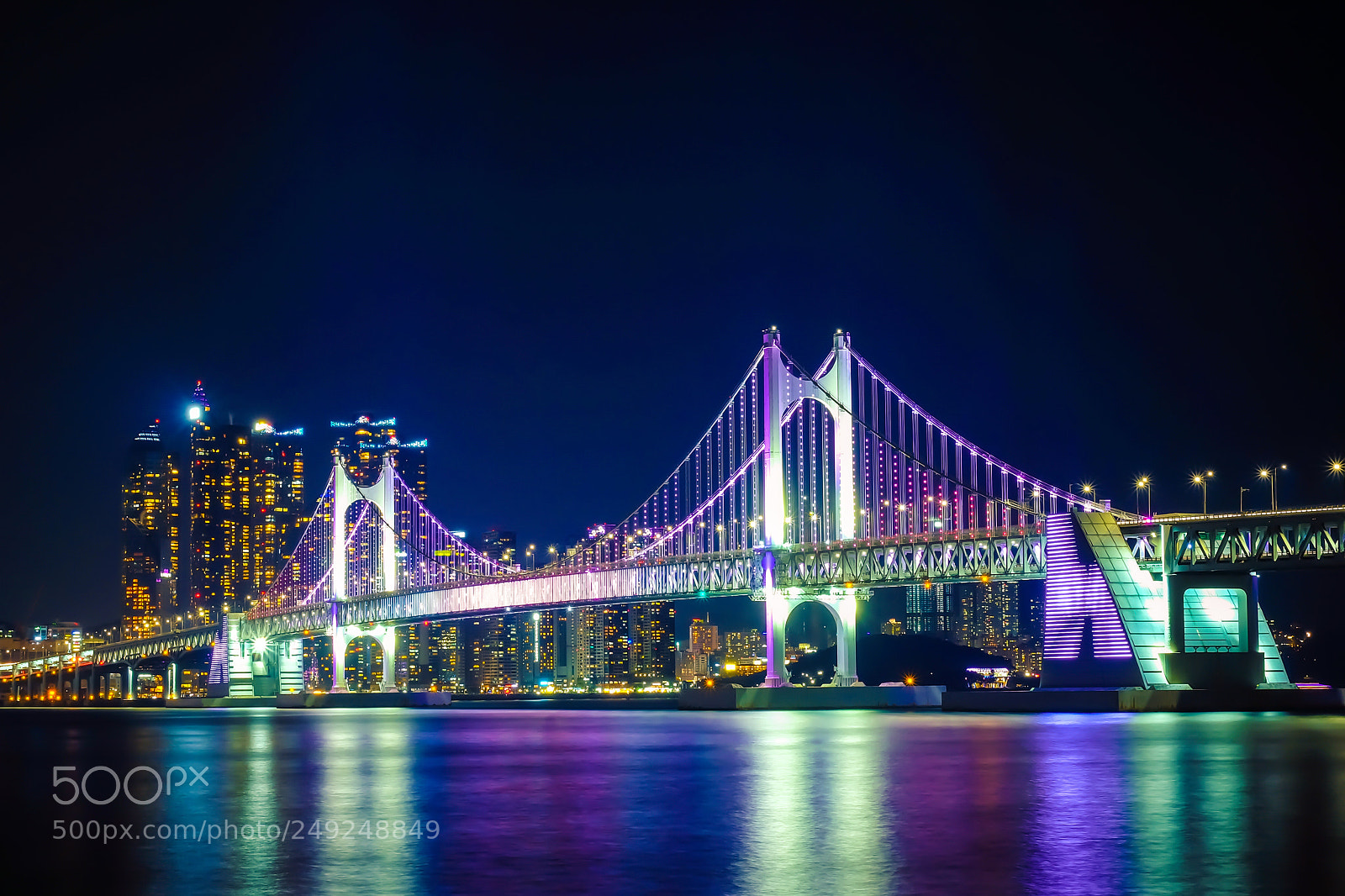 Fujifilm X-T10 sample photo. Gwangan bridge at night photography