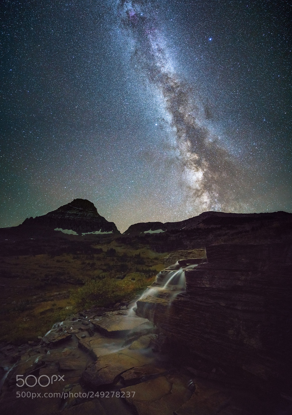 Sony a7R II sample photo. Milky way over glacier photography