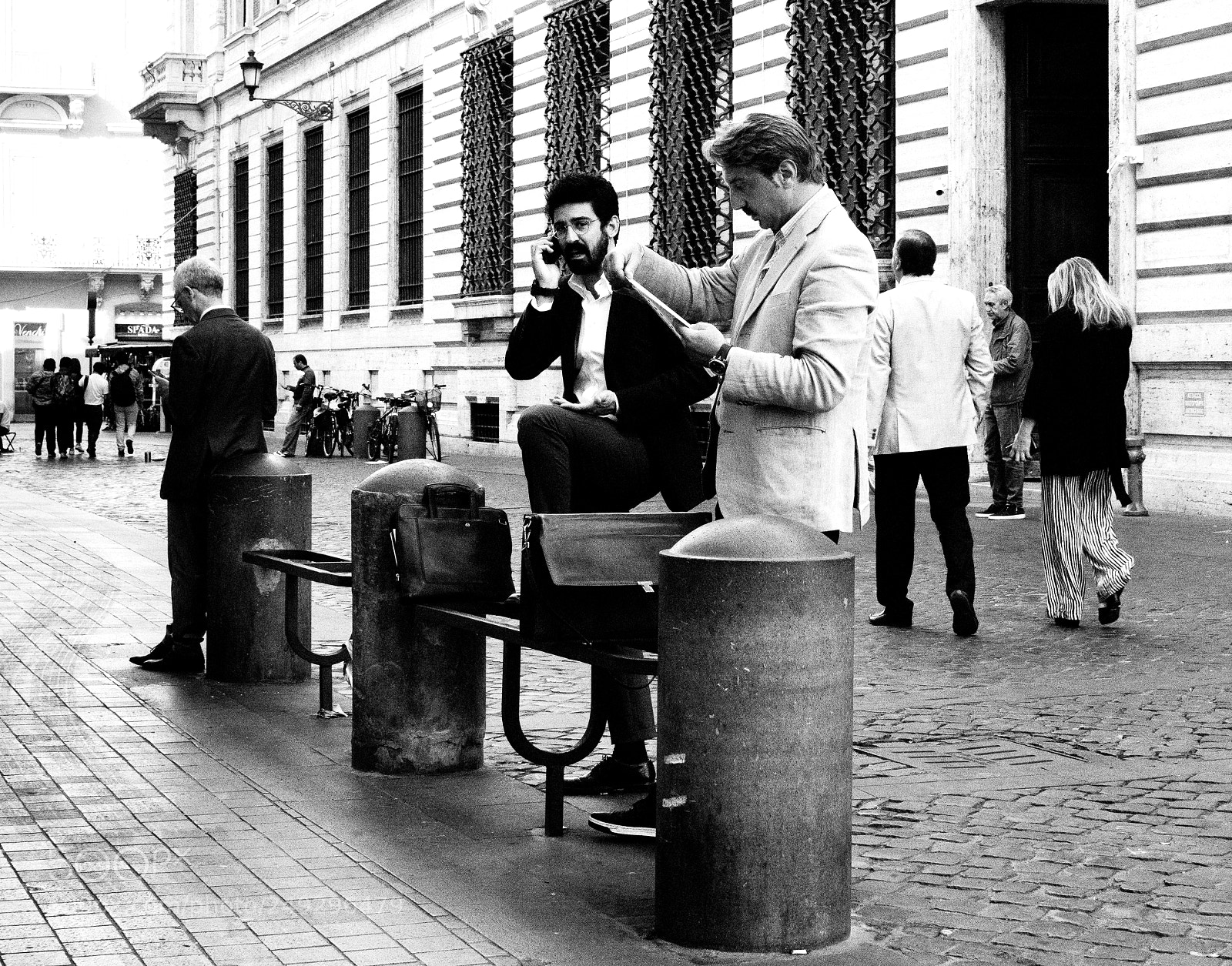 Sony a6500 sample photo. Street scene with lawyers photography