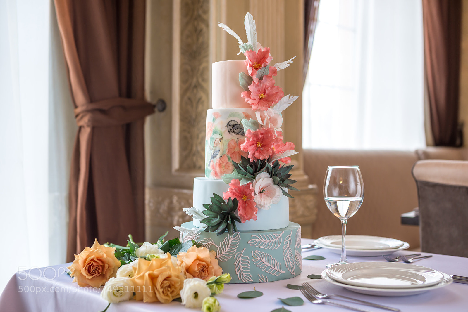 Nikon D600 sample photo. Home wedding for-tiered cake photography