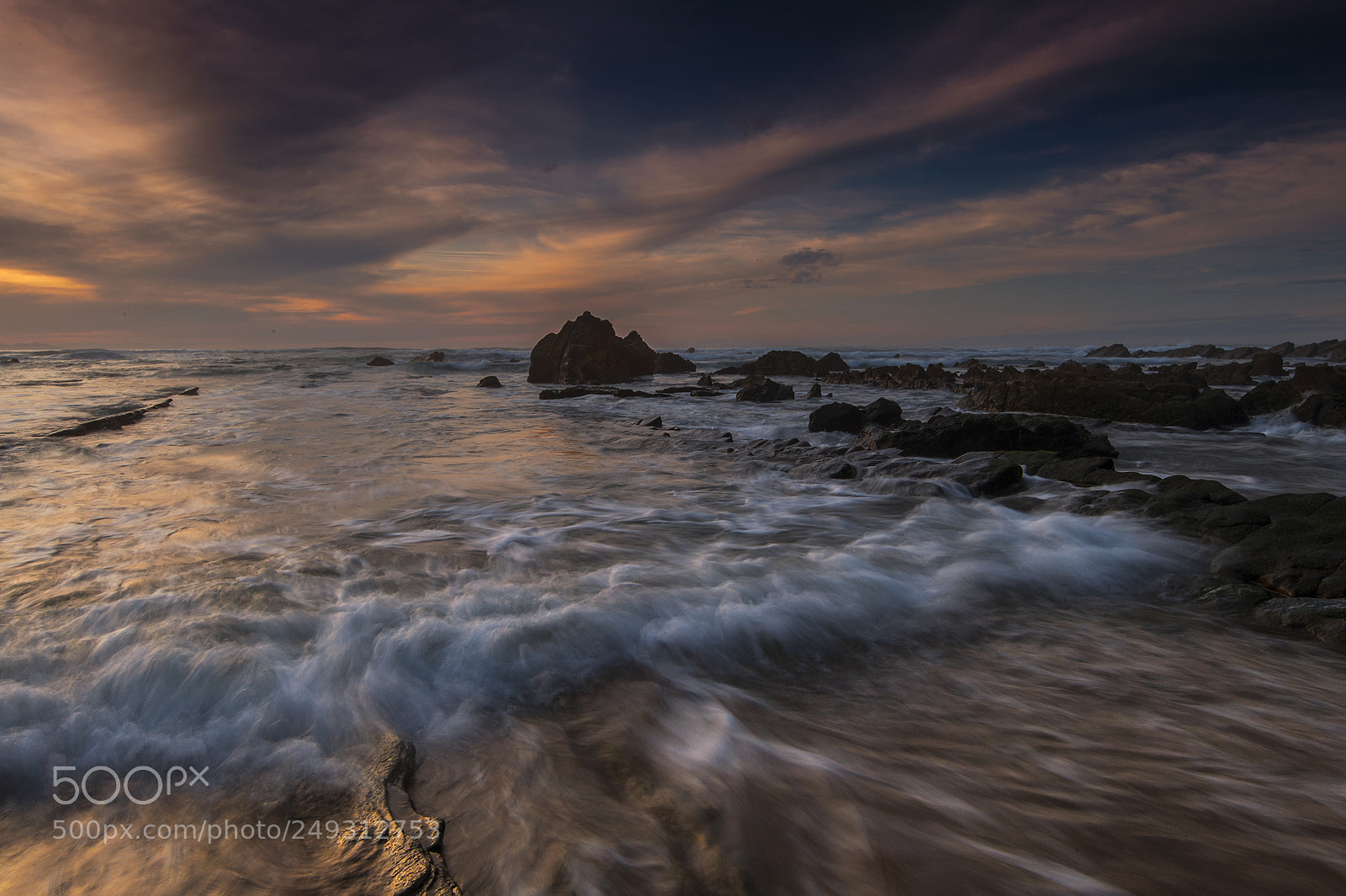 Nikon D700 sample photo. Sunset waves photography
