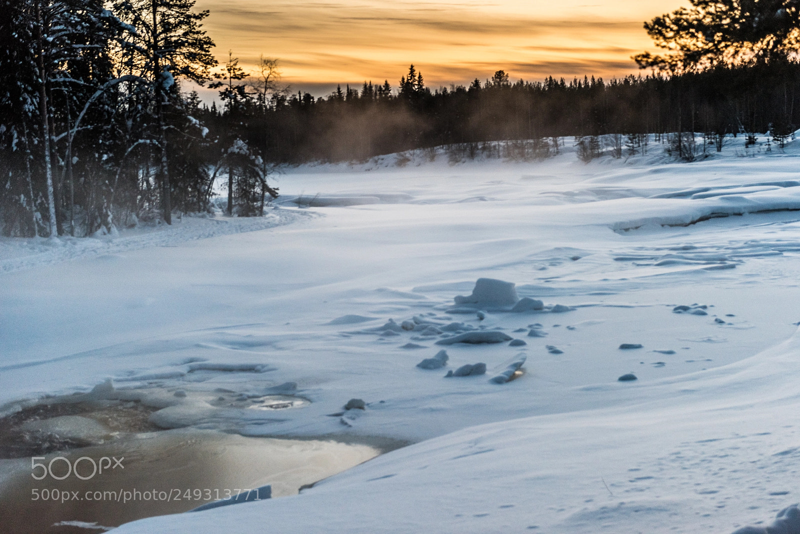 Nikon D810 sample photo. Sunset with snow photography