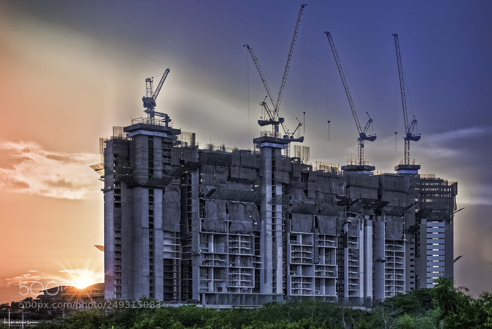 Sony a7R II sample photo. Sunset construction photography