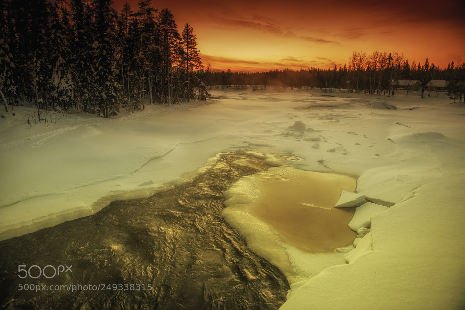 Nikon D810 sample photo. Red sunset on ice photography