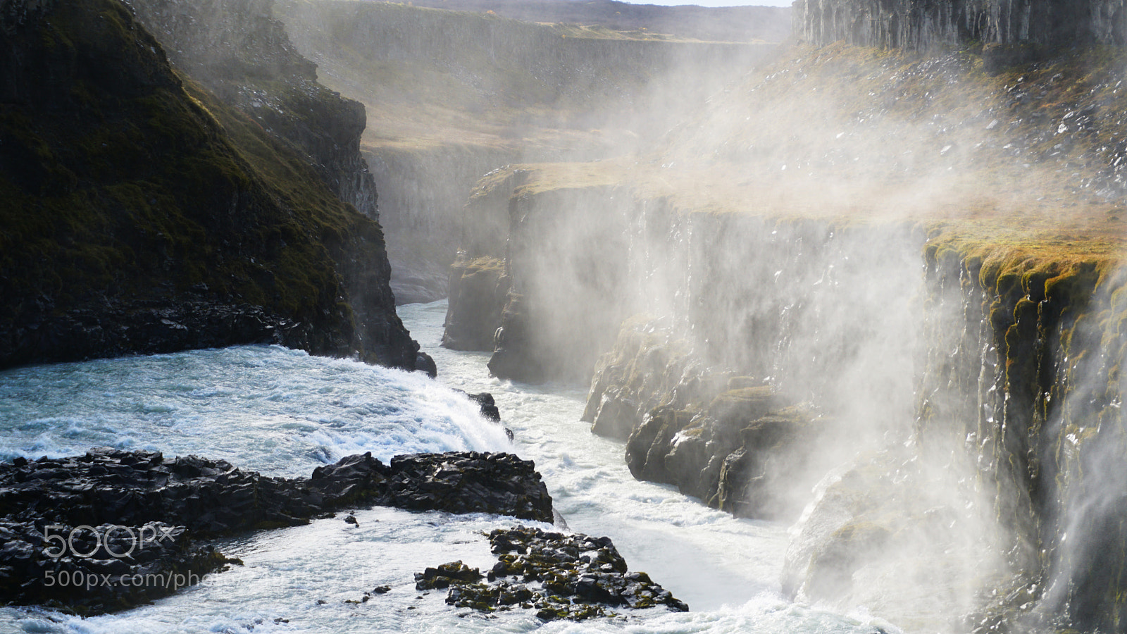 Sony a6300 sample photo. Mist, moss, and gullfoss photography