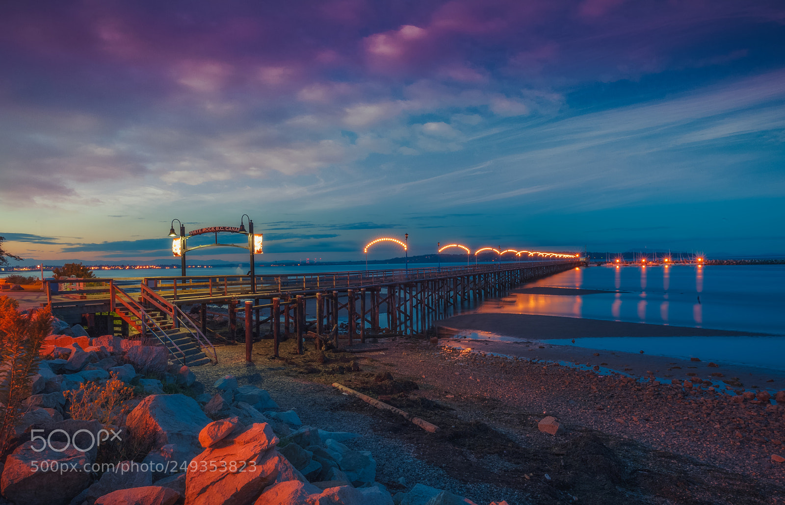 Nikon D3 sample photo. White rock pier sunset photography