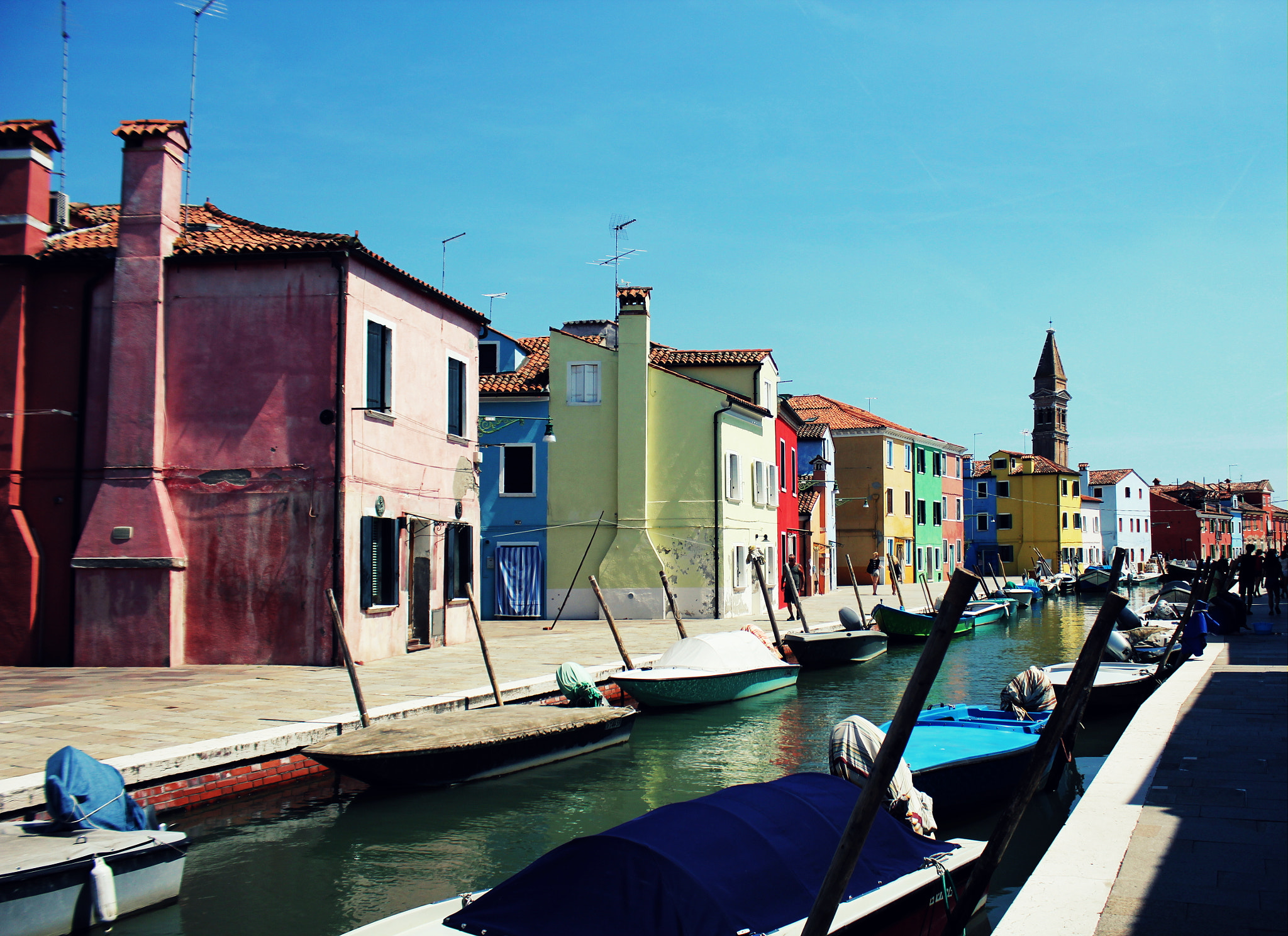 Canon EF 28mm F2.8 sample photo. Street with colorful buildings in burano island, venice, italy photography