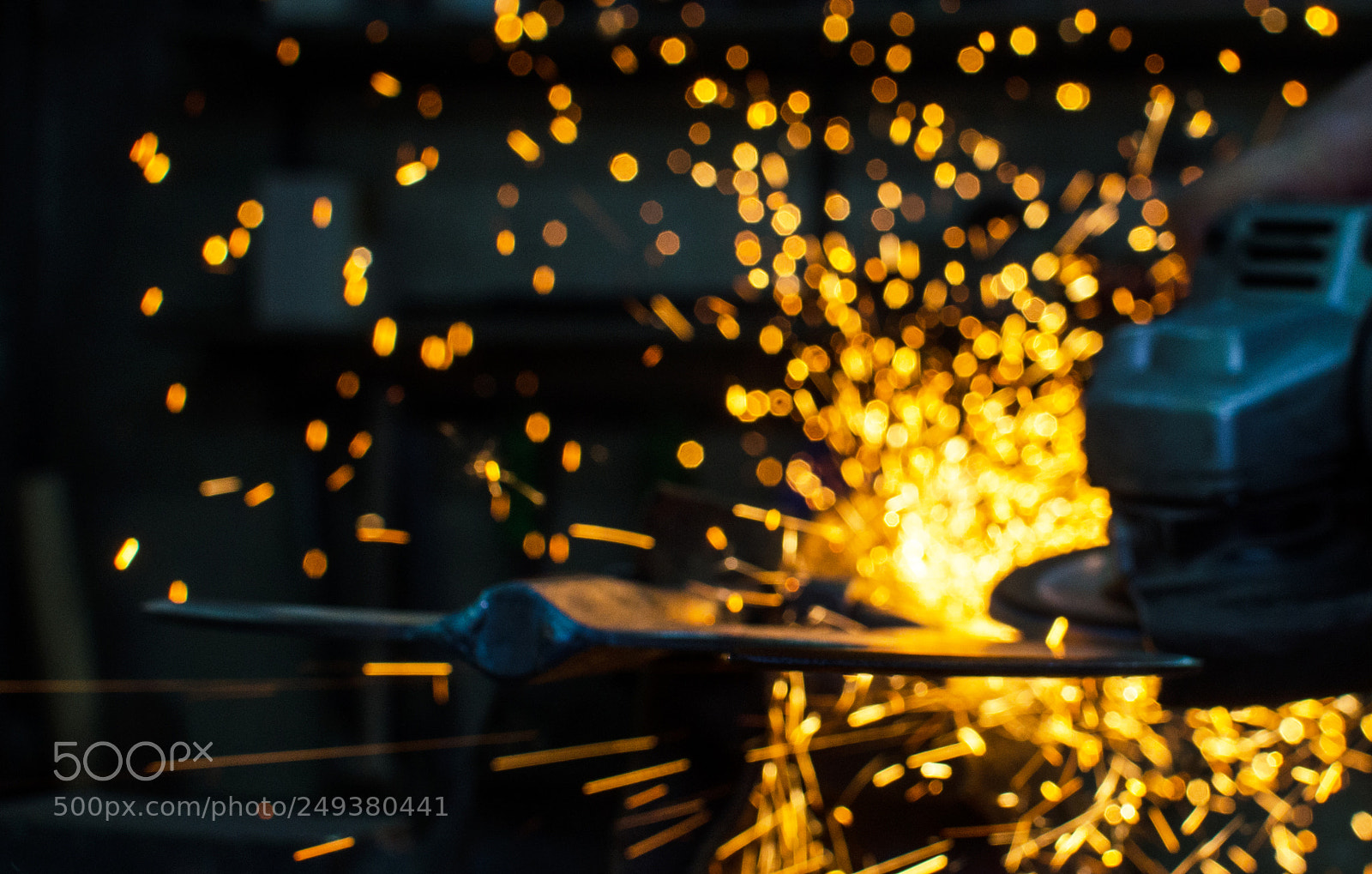 Nikon D7000 sample photo. Blured grinder and sparks photography