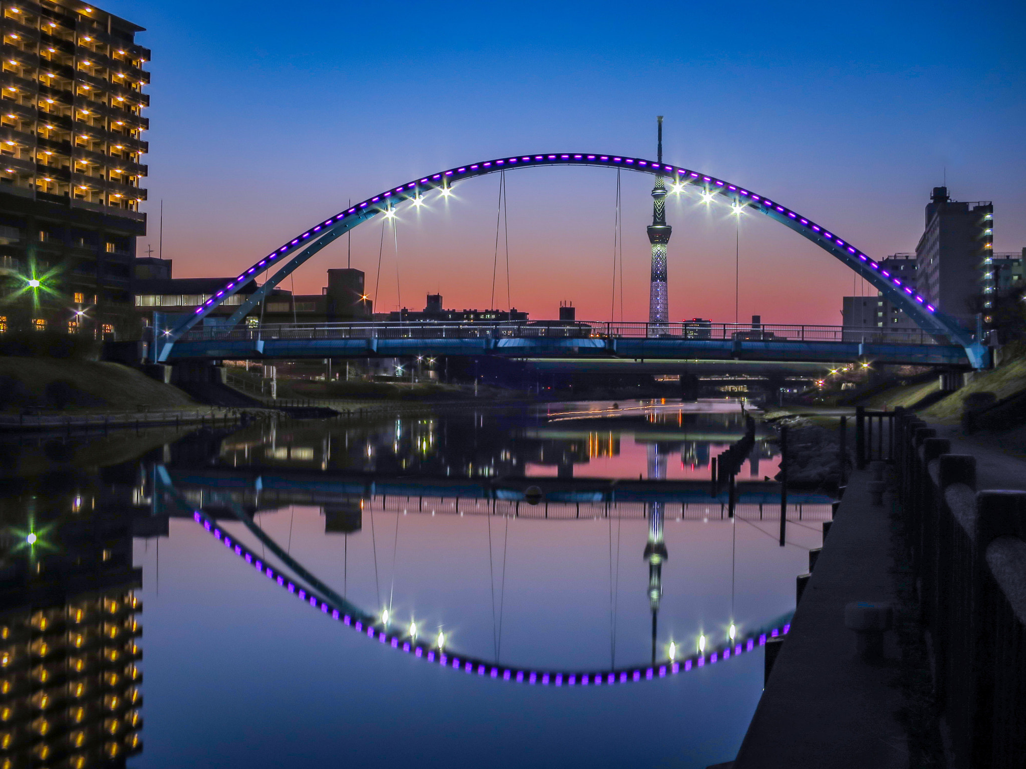 Canon PowerShot S120 sample photo. Reflection of arch bridge and tokyo skytree photography