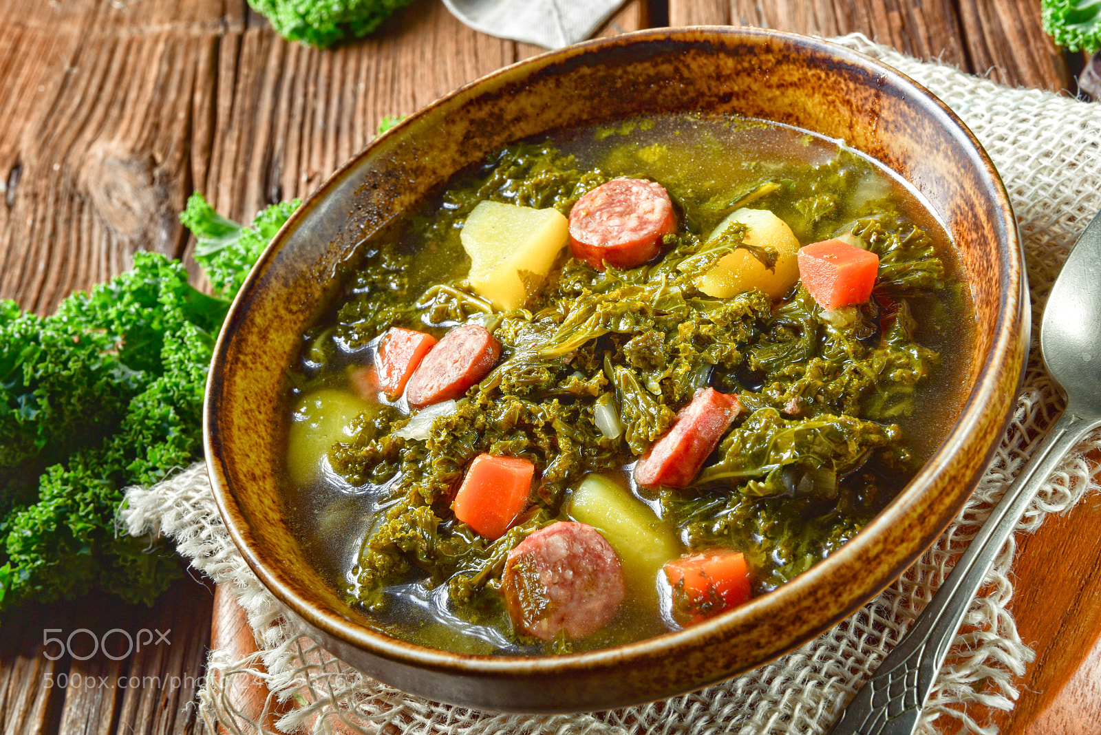 Nikon D810 sample photo. Rustic kale soup with photography