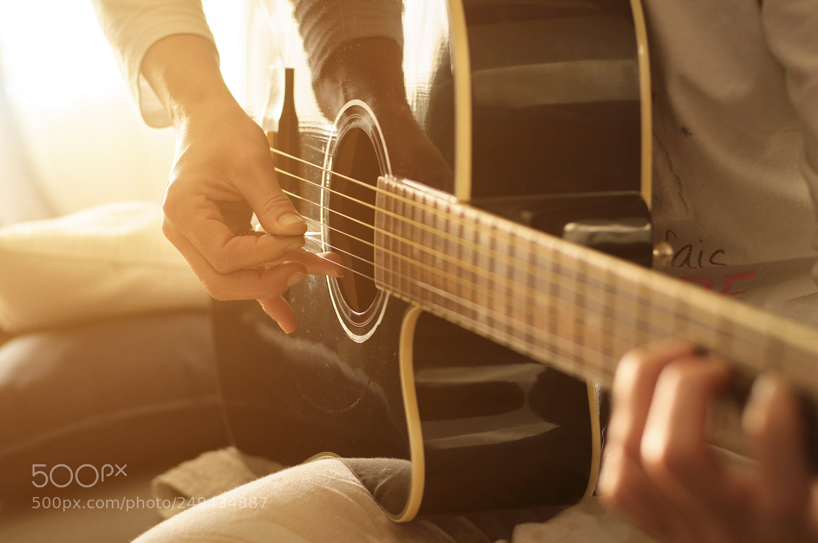 Nikon D5000 sample photo. Playing acoustic guitar photography