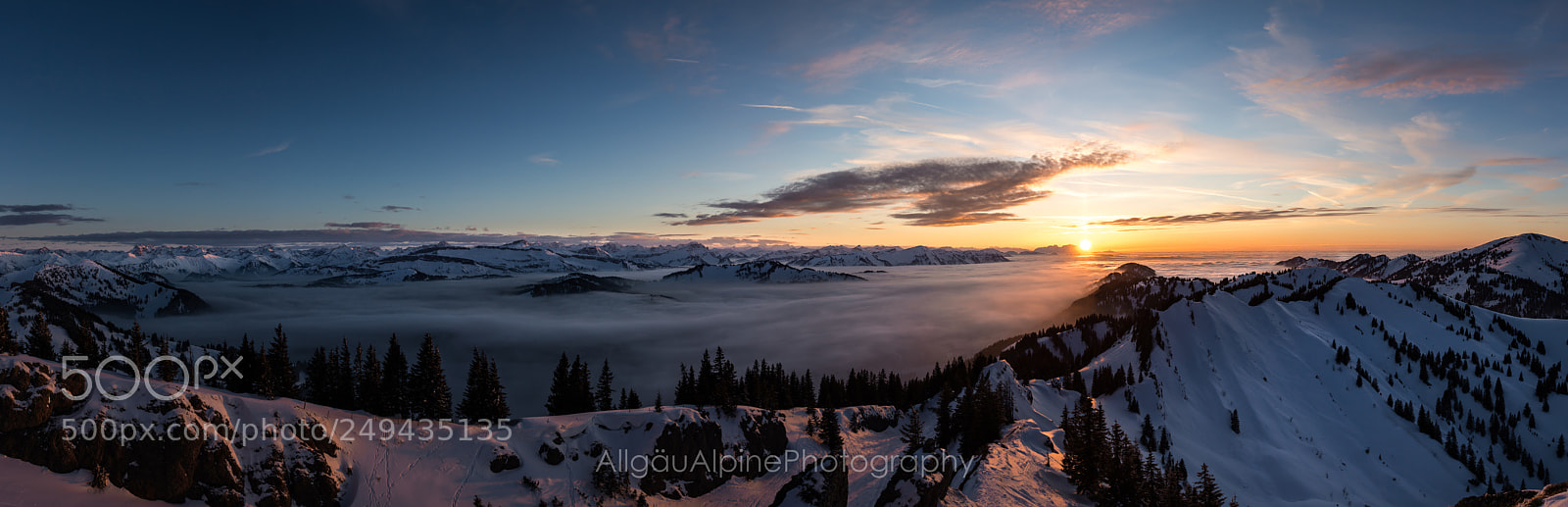 Canon EOS 100D (EOS Rebel SL1 / EOS Kiss X7) sample photo. Sunset over balderschwang pano photography