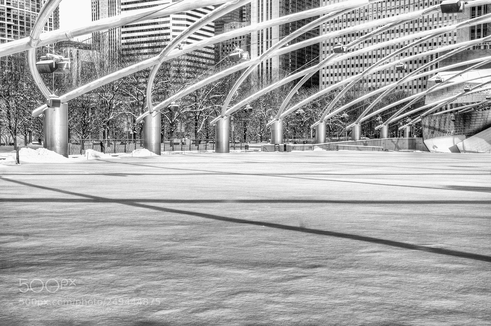 Nikon D7100 sample photo. Millennium park snow shadows photography