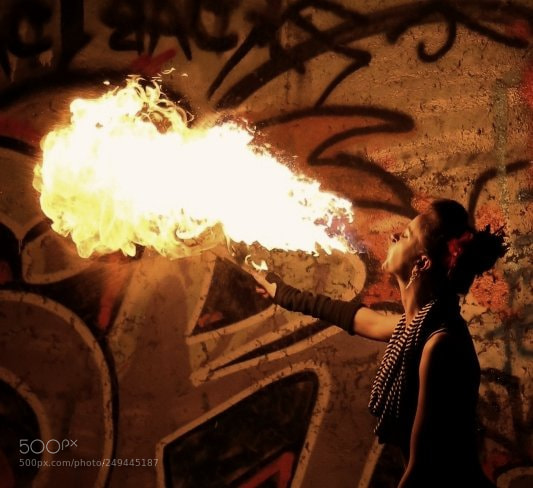 Canon EOS 6D sample photo. Lady, spitting fire photography