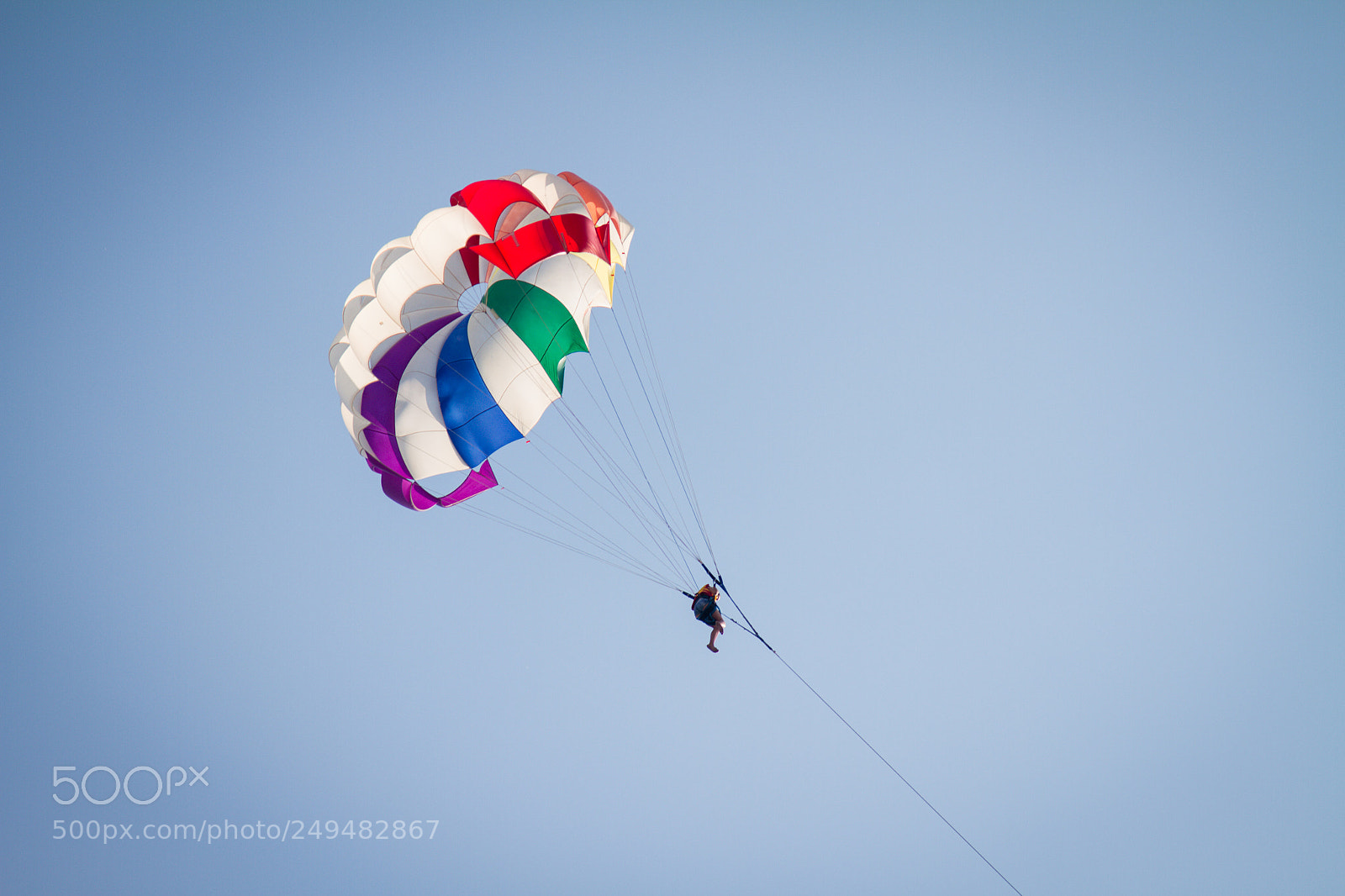 Canon EOS 7D sample photo. Skydiver on colorful parachute photography