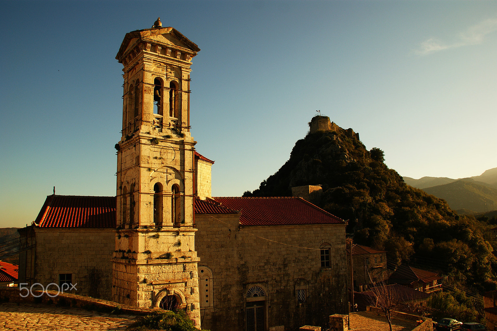 Sony Alpha DSLR-A350 sample photo. Bell tower at the sunset photography