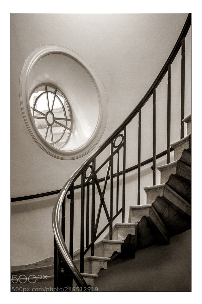 Fujifilm X-T2 sample photo. Steps with round window photography