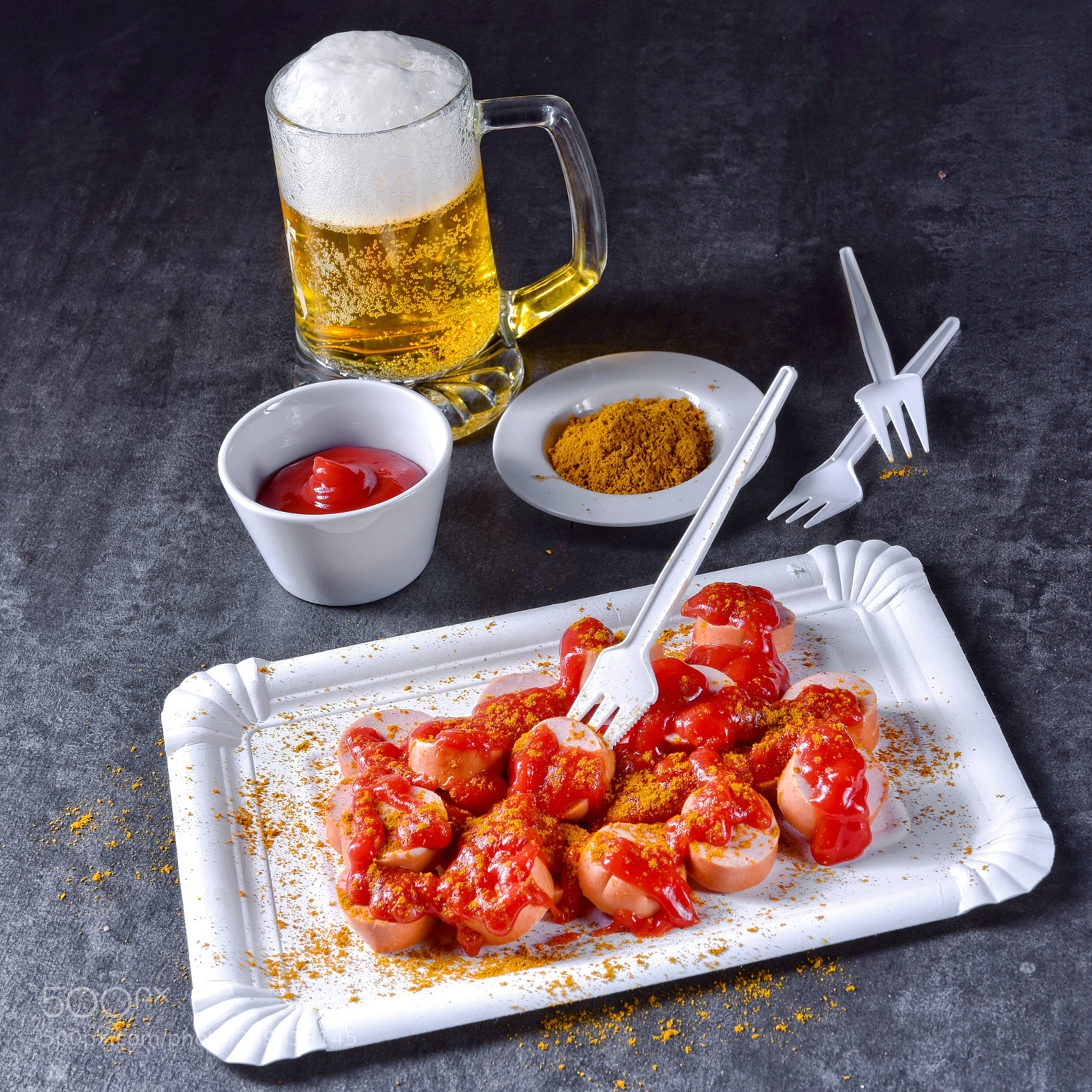 Nikon D810 sample photo. Curry bockwurst with beer photography