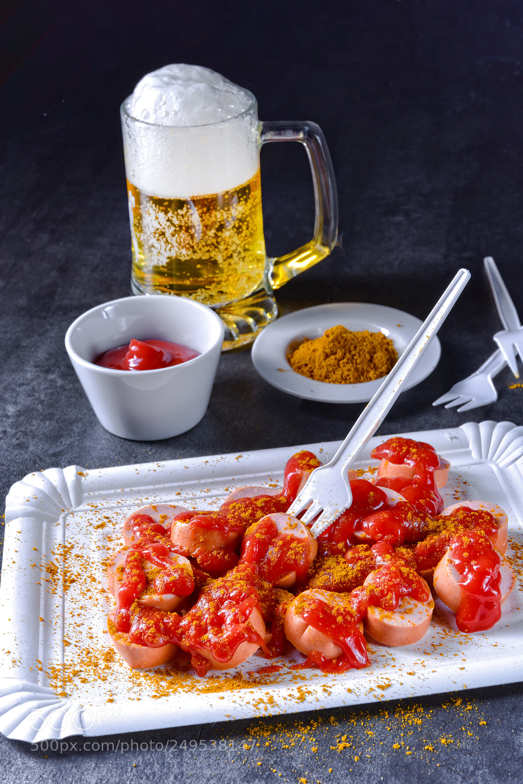 Nikon D810 sample photo. Curry bockwurst with beer photography