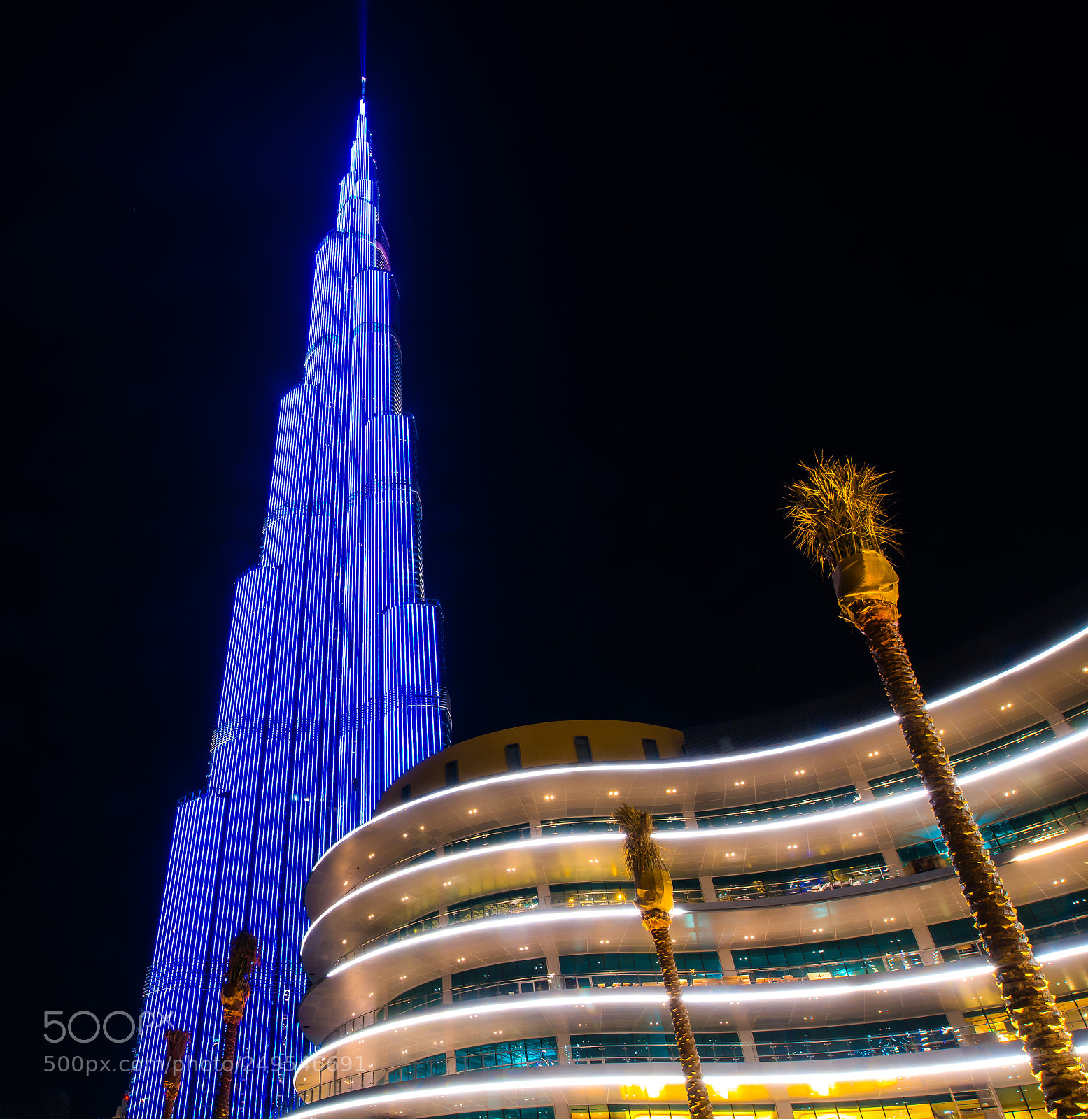 Sony a7R II sample photo. Blue burj khalifa photography