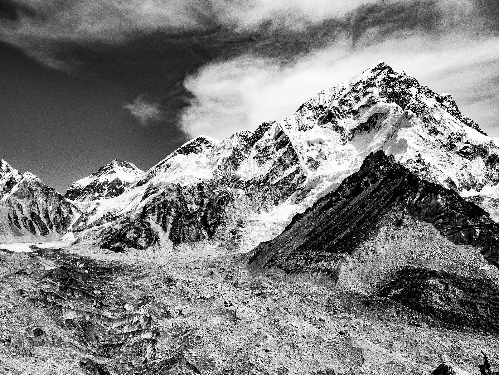 Panasonic Lumix DMC-GX7 sample photo. Nuptse and khumbu bw photography
