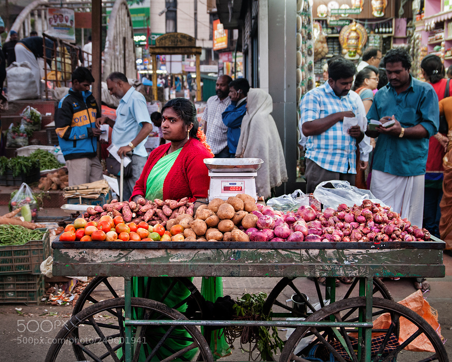 Nikon D300 sample photo. Veggies seller photography