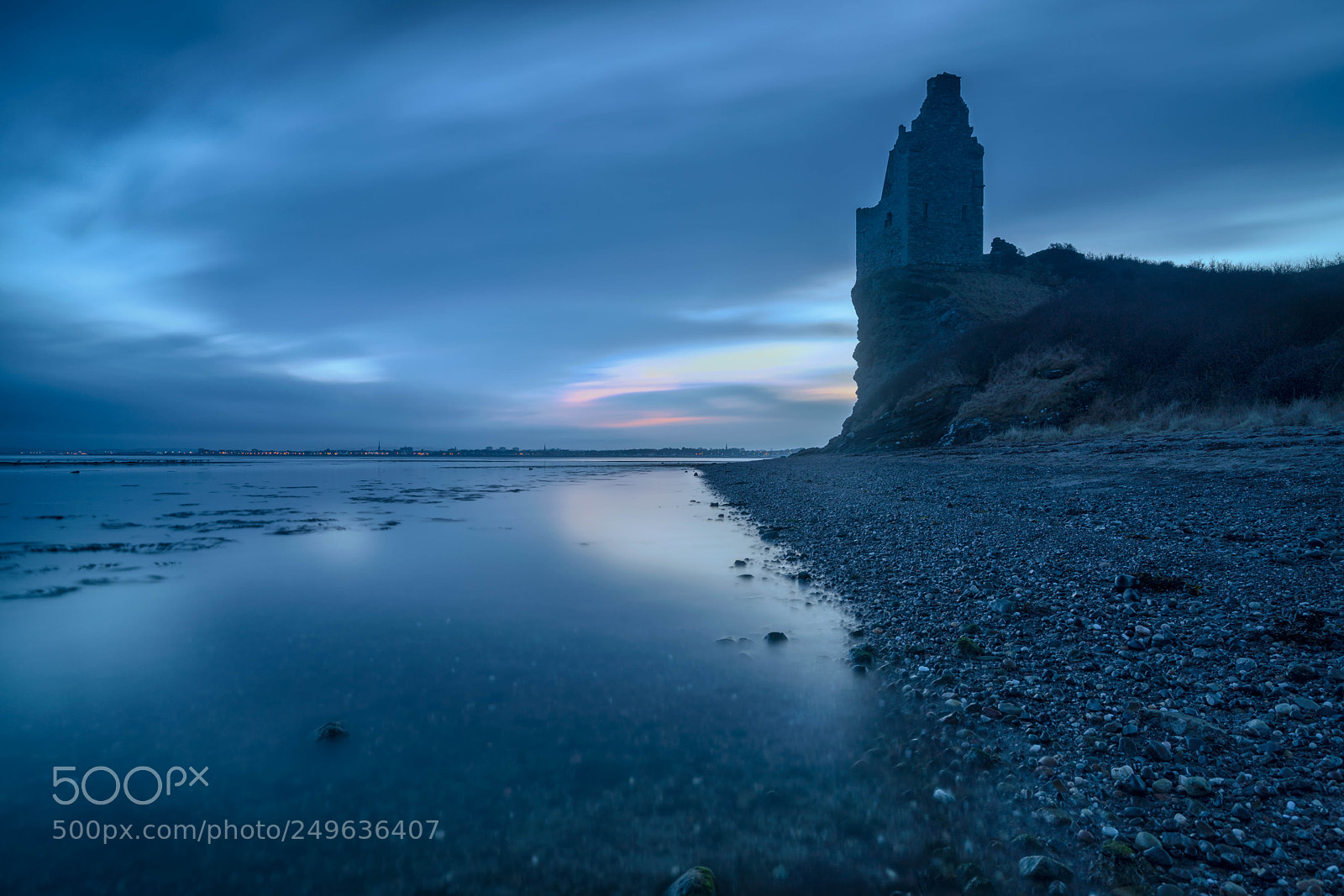 Sony a7R II sample photo. Greenan castle before dawn photography