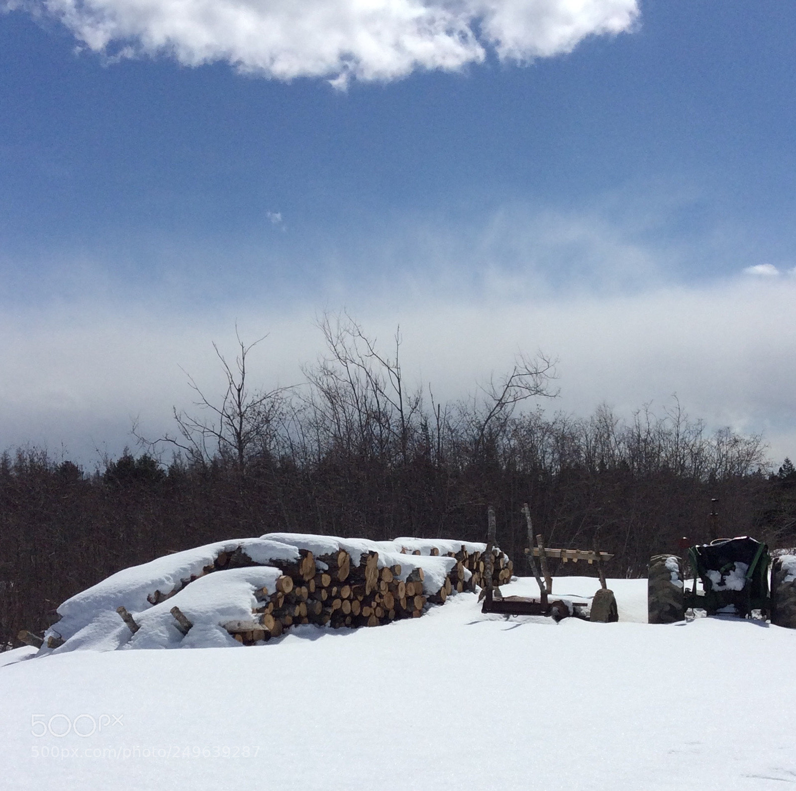 Apple iPad mini 2 sample photo. Snow covered wood pile photography