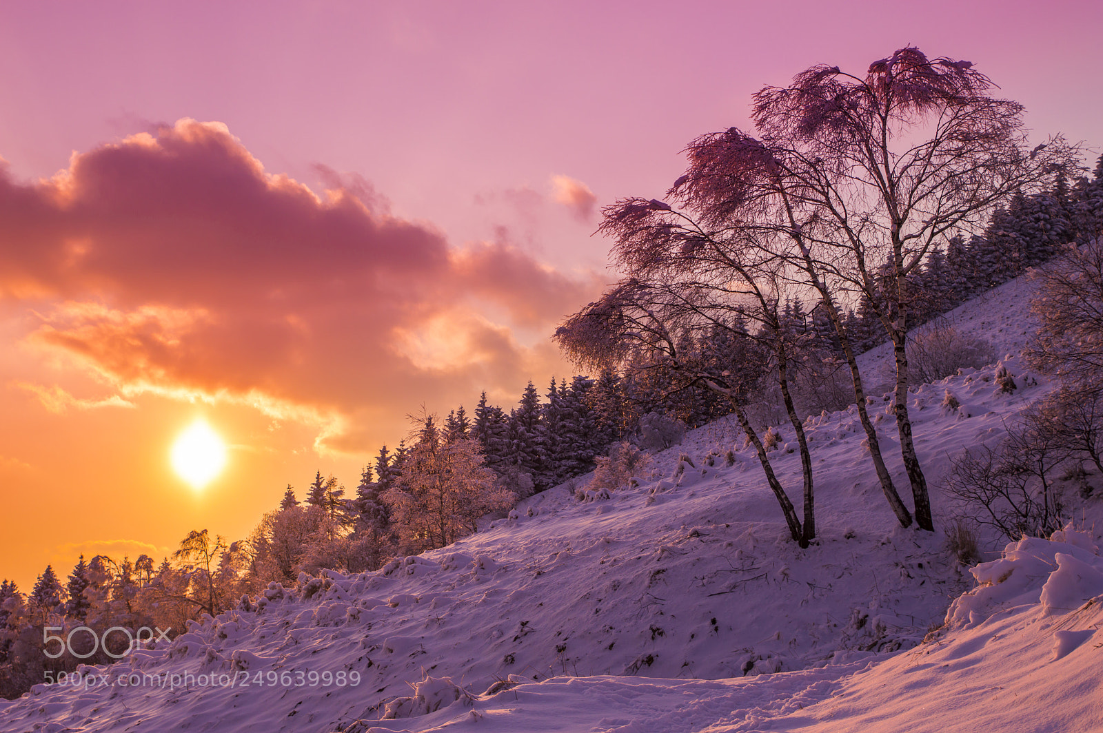 Nikon D3200 sample photo. Snow and sunset photography