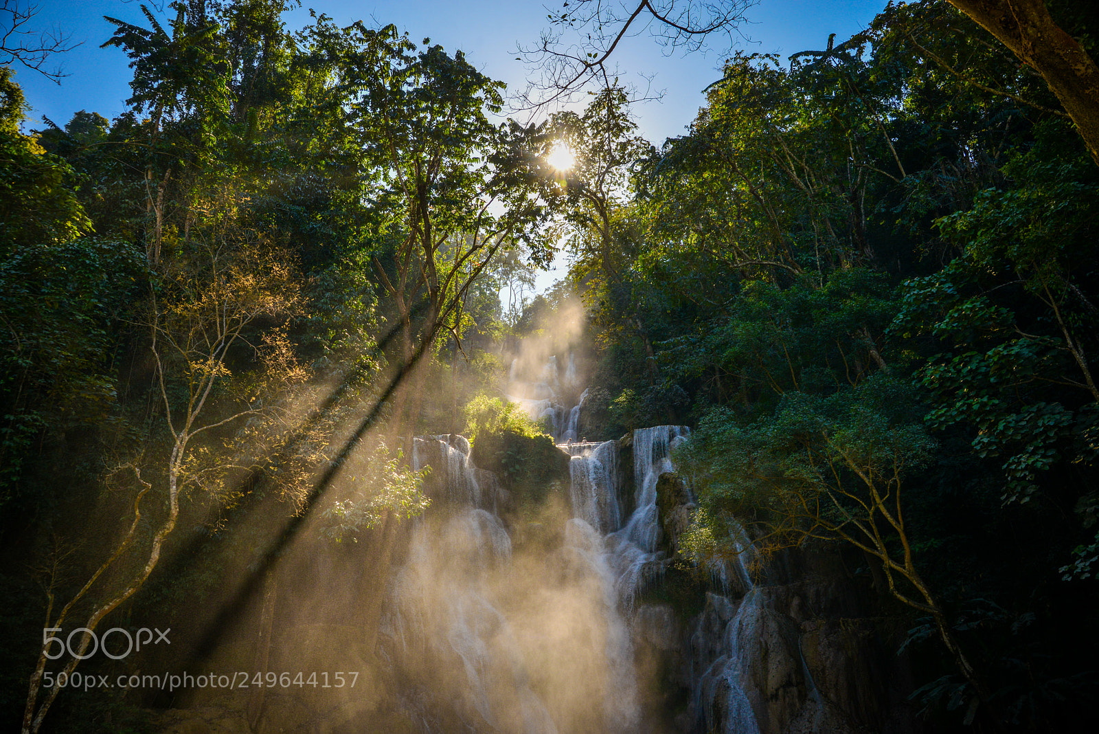 Nikon D800 sample photo. Sun above the waterfall photography