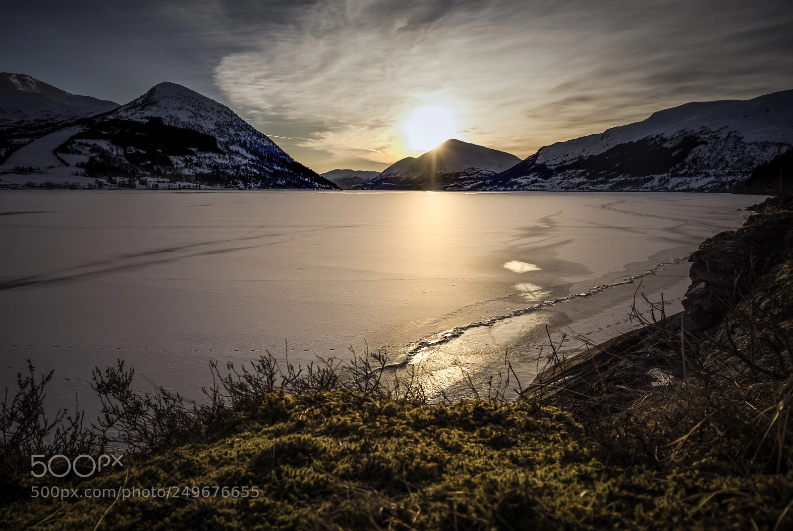 Sony a5100 sample photo. Sunset over frozen lake photography
