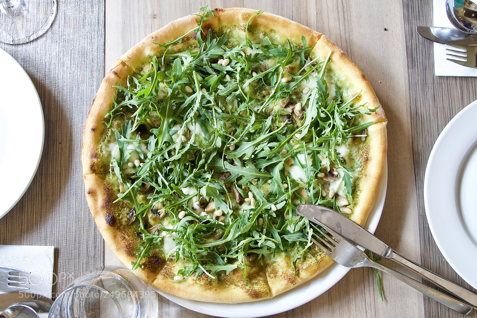 Sony a7R II sample photo. Pesto and greens pizza photography