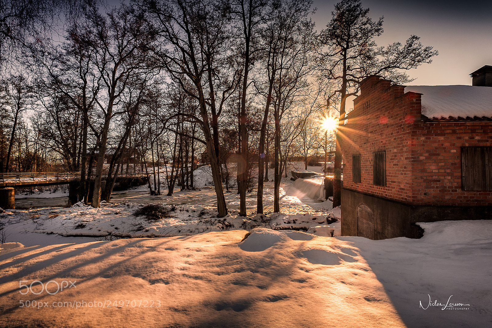 Fujifilm X-T2 sample photo. Winter sunset waterfall photography